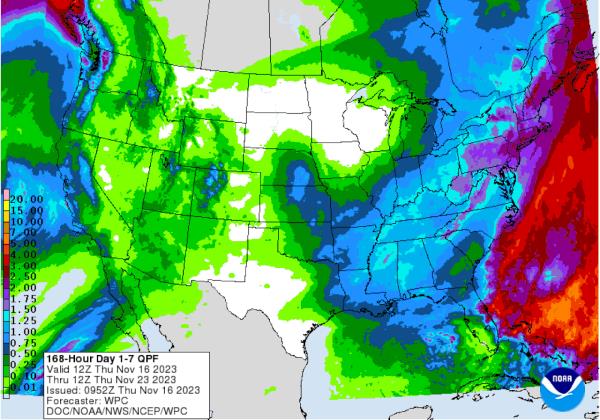 Seven day rainfall outlook