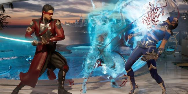 Kenshi squaring off against Kitana in Mortal Kombat 1