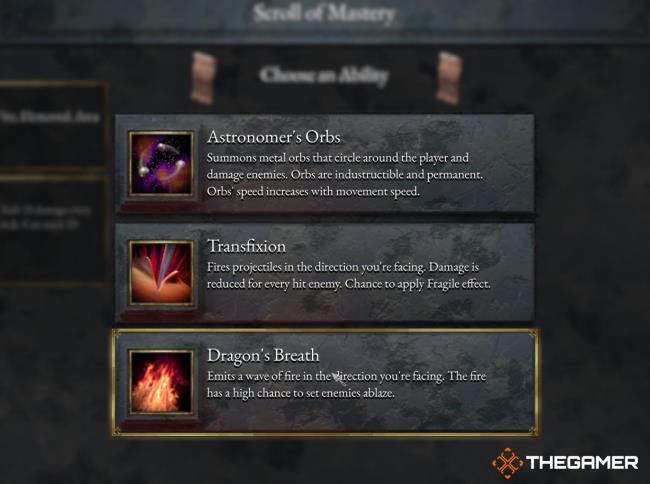 Halls Of Torment ability upgrades menu