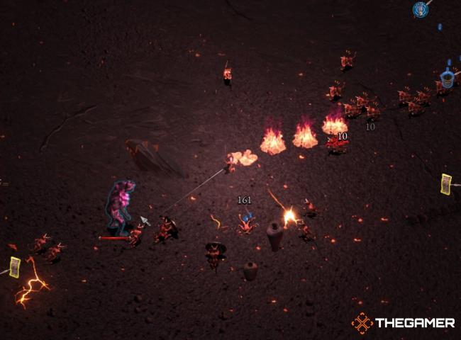 Halls Of Torment player fighting the first elite enemy in Ember Grounds.